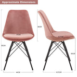 Duhome Chaise Salle à Manger Lot de 2 en Tissu Velours Rose sélection de Couleur Design Retro Chaise scandinave avec Pieds en métal 518MJ