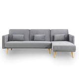 ANA - Canapé d'angle en Tissu Velours Gris Convertible Modulable Angle Réversible