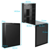 COSTWAY Table Murale Rabattable Pliable avec Etagère Intégrée et Tableau Noir en MDF 75 x 15,8 x 60,1CM Gain de Place Idéal pour Salon, Salle à Manger, Bureau (Noir)