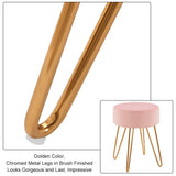 Duhome Tabouret Rond en Tissu Velours Rose Clair Pouf Pieds métallique sélection de Couleur 9111