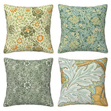 HOSTECCO William Morris Lot de 4 housses de coussin carrées décoratives en lin pour canapé, bureau - 45 x 45 cm