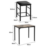 COSTWAY Ensemble de Table et 2 Chaises Cuisine Set Table Chaises Rectangulaire Salle à Manger en Bois+Eponge 90 x 60 x 82 cm et 35 x 35 x 50.5 cm