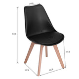 EGGREE Chaises Salle à Manger Scandinaves Lot de 4 Chaises de Cuisine, Rétro Tulip Rembourrée Chaise de Salle de Bureau, Pieds en Bois de Hêtre Massif, Noir