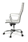FineBuy chaise de bureau fauteuil de direction pivotant avec accoudoirs | chaise tournante avec appui-tête | Blanc- cuir synthétique - réglable en hauteur - dossier ergonomique - Capacité de charge 110 kg