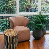 Meubletmoi Tabouret/Table d'appoint en Bois de Teck avec Peinture Noire - Style Naturel et Ethnique - Fabrication Artisanale - Tick