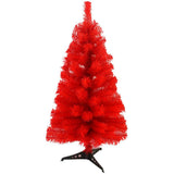 Zinsale Pin de 3ft / 90 cm Sapins de Noël Artificiel avec Support d'arbre Qualité Plastique Décoration d'arbre (Rouge)