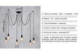 Lustre Araignée Rétro et Suspensions de Plafond, Industriel Abat-jour DIY Ajustable Longueur avec 1.8m Fil E27 pour Salon Salle à Manger Maison