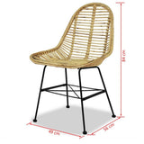 vidaXL 2X Chaises de Salle à Manger Résine Tressée Naturel Cuisine Dîner Repas