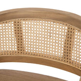 Fauteuil de Table Palma Amadeus Chaise Siège en Bois d'Acajou et Cannage Rotin Couleur Naturelle 57x60x78cm