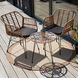 TecTake 800802 Salon de Jardin en Rotin 2 Personnes Résine Tressée Ensemble Table et Chaises Coussins d´Assise Amovibles – Diverses Couleurs (Noir)