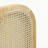 HOMIFAB Lit Adulte 160x200 cm en placage chêne avec tête de lit en Bois Massif et cannage Naturel - Leonie