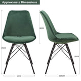 Duhome Chaise Salle à Manger Lot de 2 en Tissu Velours Vert sélection de Couleur Design Retro Chaise scandinave avec Pieds en métal 518MJ