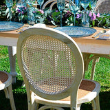 EME Chaise médaillon en Bois décapé d'orme avec Assise en rotin Naturel et Dossier en Grille. Contenu : 1 pièce. Chaise empilable avec Finition Rustique.
