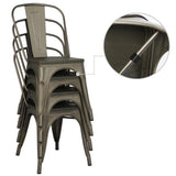Yaheetech 4 x Chaise de Salle à Manger Industriel Empilable Tabouret de Cuisine Vintage en Fer/métal Assise en bois 36,5 x 36 x 45 cm pour Bar/Bistro/Café