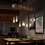 Lustre rétro, COCOL Loft Industriel Suspension en bois Lampe suspendue décorative en métal Hauteur réglable E27 Rétro en bois pendentif pour cuisine salle à manger Bar Restaurant Salon Café (sans ampo