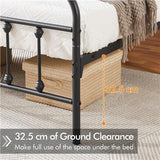 Yaheetech Lit Simple Double en Métal Assemblage Simple pour Petits Espaces Adultes 140x200cm Noir