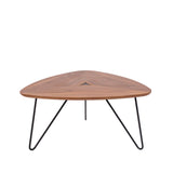 Marque Amazon - Rivet - Table basse triangulaire, en noyer et à base en métal noir, 77 x 65 x 56 cm