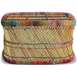 Tidyard Table Basse de Salon | Table d'appoint | Table Basse Bambou avec Tissés Chindi Multicolore 78 x 50 x 45 cm