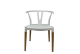Decopresto 1 x Chaise Design Inspiration scandinave Pied Bois Naturel Siège Blanc DP-Wish-WH-1