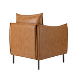 HULALA HOM Fauteuil en Cuir Fauteuil d'appoint Moderne en Similicuir Rembourré Chaises de Salon avec Coussin Mobile pour Salon Bureau Lecture Réception Client Brown