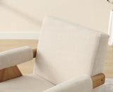 Wahson Fauteuil de Salon en Lin en Bois Massif Fauteuil Salon Confortable avec Accoudoirs Fauteuil pour Chambre/Salon, Beige