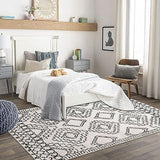 Leesentec Tapis Salon Grand Tapis Abstrait Moderne Tapis à Motif Géométrique Tapis Poil Courts Tapis Doux Chambre Tapis Noir Blanc Beige Ivoire (Ivoire/Noir, 200 * 250cm)