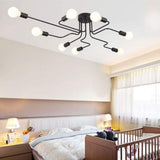 CARYS Plafonnier Lustres Retro Industriel Design Luminaire Plafonnier 8 Lampe de suspension Métal Noir E27 Pour Enfant Chambre Cuisine Salon Couloir Loft