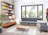 Loungitude Banquette convertible en velours gris perle et pieds métal noirs