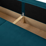 Canapé d'angle Droit Convertible 5 Places en Velours Bleu Canard avec Coffre de Rangement - Robin