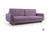 MEUBLO Canapé Convertible en Velours 3 Places Tissu Saphir (Noir)