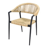 METRO Professional Fauteuil de terrasse Terra, rotin PE/Aluminium, 57 x 64 x 79 cm, résistant aux intempéries, avec accoudoirs, Beige/Noir, Chaise Jardin terrasse Balcon bistrot
