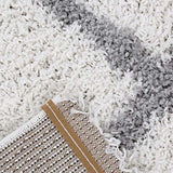 VIMODA Poils Longs Shaggy Tapis Rugueuse Design Crème Gris Moderne - Blanc, 160x220 CM