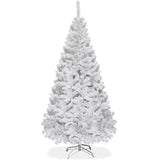 COSTWAY Sapin de Noël Arbre de Noël Artificiel pour Décoration de Noël Matériau PVC avec Pied en Métal 150cm-240cm Blanc (1.5M)