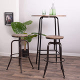 Aingoo Vintage Lot de 2 Tabourets de Bar Industriel Bar Tabouret Hauteur Réglable en Bois de Métal Design Bistro Pub Chaise, Brun Foncé