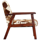 Festnight Fauteuil de Salon Fauteuil Relax Blanc et Marron Cuir Véritable de Chèvre