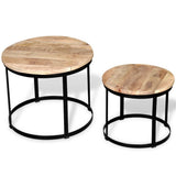 Festnight Lot de 2 Table Basse gigognes Bois Massif Rond Design et Modernes