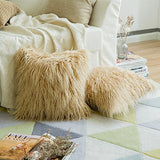 MIULEE Lot de 2 Housse de Coussin de Canapé en Fausse Fourrure Deluxe Décoratif Maison Chambre Lit Super Doux Peluche Mongolie Taie d'oreiller 45X45cm Marron