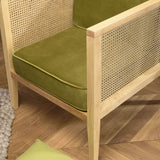 MACABANE ALBANE - Fauteuil cannage Assise Amovible Velours Vert