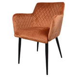 Damiware Rose Chaise avec Accoudoir | Salle à Manger Confort Revêtement en Tissu (Velours Orange)