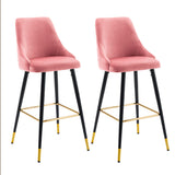 DUHOME Tabouret de Bar, Set de 2 Tabourets en Velours, Chaise de Bar Tabouret de Bar Design Moderne Tabouret de Bar avec Pieds en Métal pour Cuisine Bistro Café Comptoir, Rose