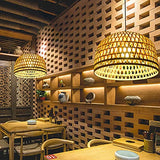 YAZAHOH Suspension en Bambou Tissé Suspension Naturelle Simple Tissée À La Main Lampe Suspendue De Ferme Créative Lustre en Rotin pour Salle À Manger Chambre