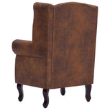 Tidyard Fauteuil Chesterfield avec Repose-Pieds en Simili Cuir Daim Touche de Confortable et Durable Marron