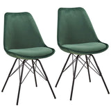 Duhome Chaise Salle à Manger Lot de 2 en Tissu Velours Vert sélection de Couleur Design Retro Chaise scandinave avec Pieds en métal 518MJ