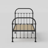 The Original Bed Co. Lit Metal Timolin Cadre de Lit en Fer avec Sommier à Lattes en Bois 90 x 190 cm Noir Satiné