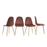 Yata Home Lot de 4 Chaises 44x44x87cm Rose Anthracite Tendance Scandinave Velours Pied Métal Look Bois Salle à Manger Salon Bureau Chambre