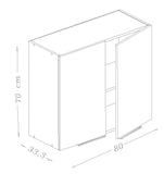 Berlenus CP8HN Meuble Haut de Cuisine avec 2 Portes Noir Haute Brillance 80 cm