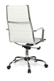 FineBuy chaise de bureau fauteuil de direction pivotant avec accoudoirs | chaise tournante avec appui-tête | Blanc- cuir synthétique - réglable en hauteur - dossier ergonomique - Capacité de charge 110 kg