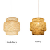 RDYL Manuel Moderne Tissage créatif Bambou Lampe Pendentif en Bambou/rotin Tissage Suspension Lampes E27 lanternes lustres Salon Hôtel Restaurant Transition lumière pendante,50cm