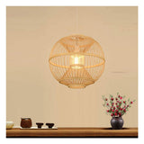 RENYAFEI Style Pastoral Rotin Lustre Osier Rotin Suspension Sphérique Lampe en Osier Naturel pour Chambre Balcon Salon De Thé E27 (sans Source De Lumière) 40 * 42Cm