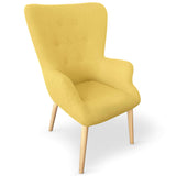 Menzzo Fauteuil Scandinave Barkley, Tissu, Jaune, 74 x 65 x 104 cm